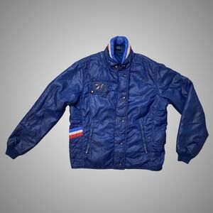 Vintage Fusalp France Quilted Ski Jacket Alpine Tri Stripe Retro 80s Womens M